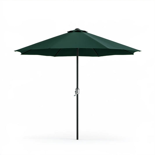 Ciemnozielony parasol ogrodowy ośmiokątny 300 cm z korbą, wysokość 246 cm