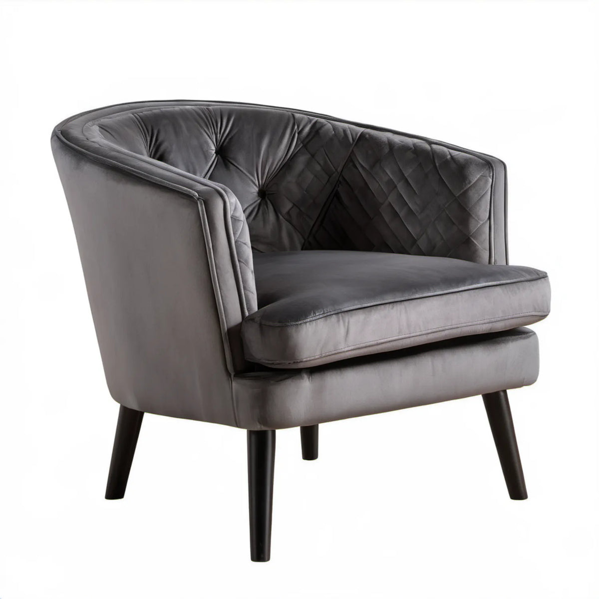 Tapicerowany fotel glamour grafitowy/czarny 80 x 76 x 82 cm z aksamitu na nogach bukowych