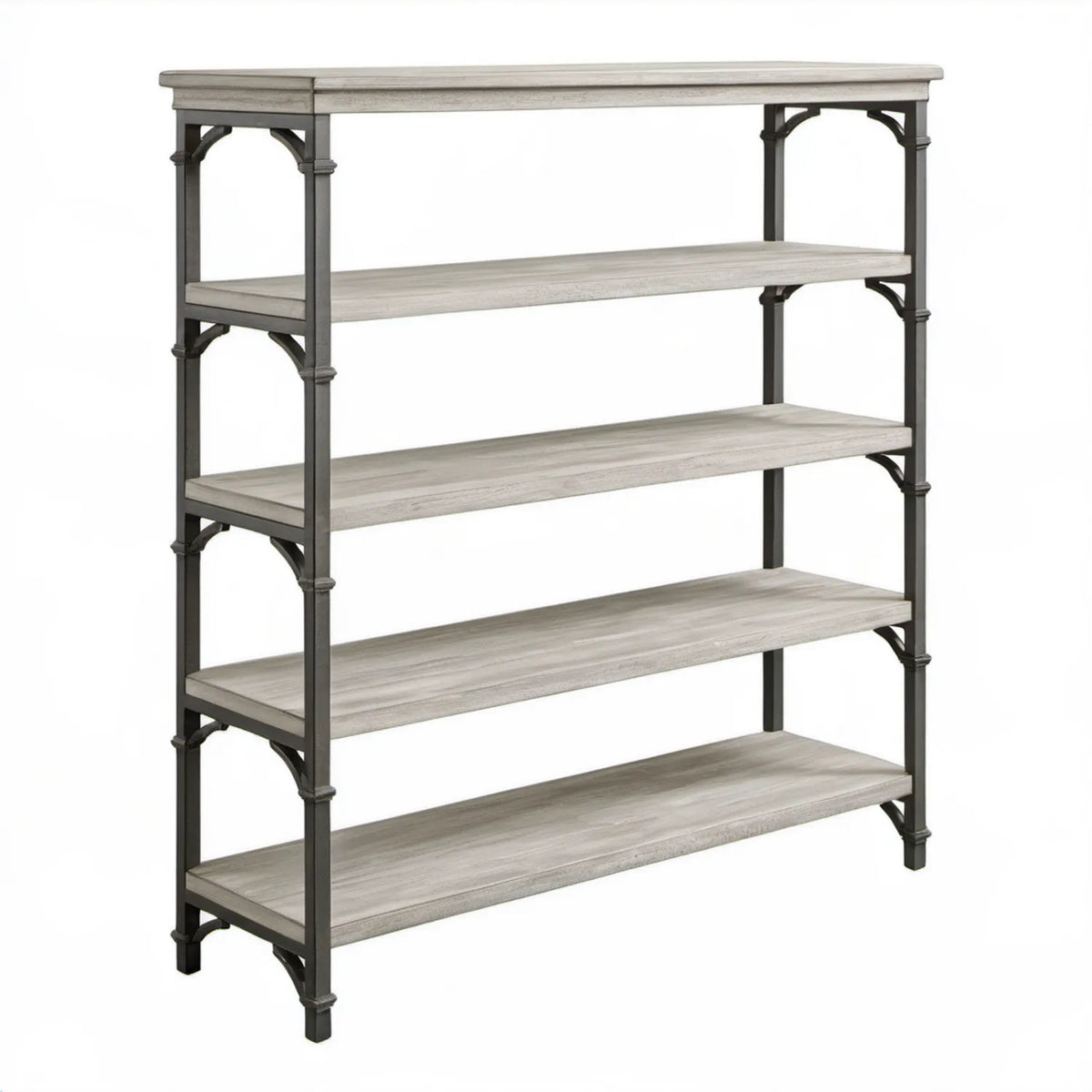 Regał biblioteczny industrialny 5 półek 90 x 35 x 180 cm Szary/Czarny stal MDF