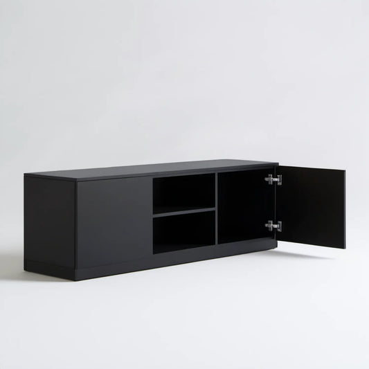 Czarna szafka RTV 120 x 40 x 45 cm z laminowanej płyty wiórowej