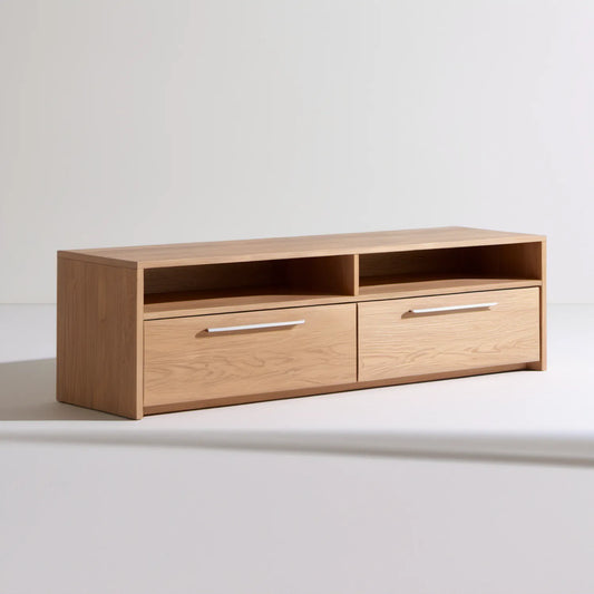 Szafka RTV z laminowanej płyty wiórowej, dąb naturalny, 120 × 40 × 50 cm